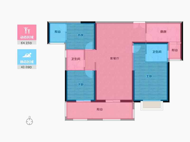 云南省-楚雄彝族自治州-彝海北岸-95.75-户型库-动静分区