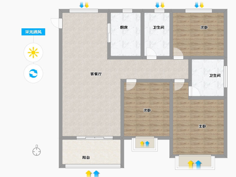 山东省-菏泽市-颐江南-106.40-户型库-采光通风