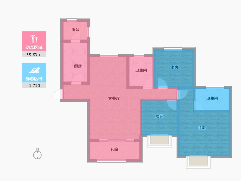 山东省-烟台市-文苑世家-86.02-户型库-动静分区