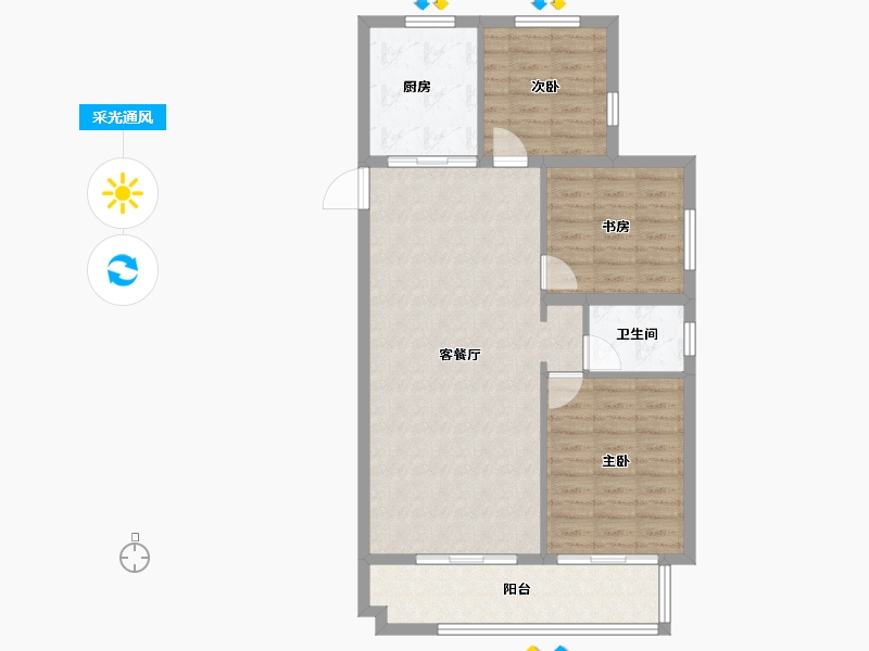 安徽省-阜阳市-奥山铂悦府-87.68-户型库-采光通风