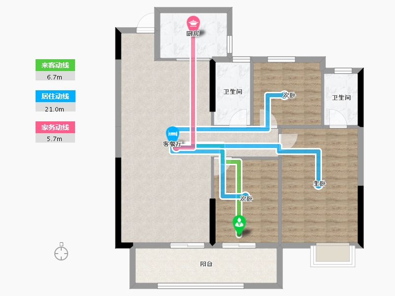 湖北省-黄石市-恒泰花园-100.09-户型库-动静线