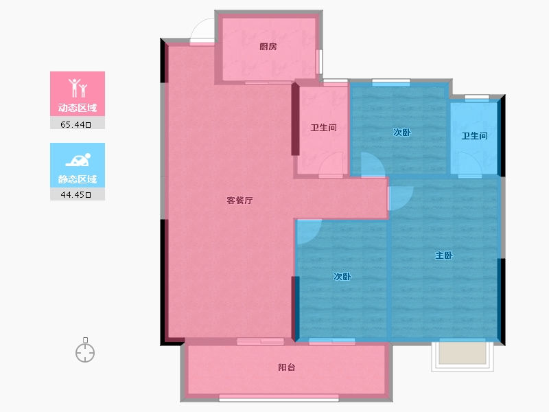 湖北省-黄石市-恒泰花园-100.09-户型库-动静分区