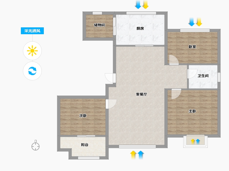 山东省-潍坊市-青云瑞景园.-102.40-户型库-采光通风