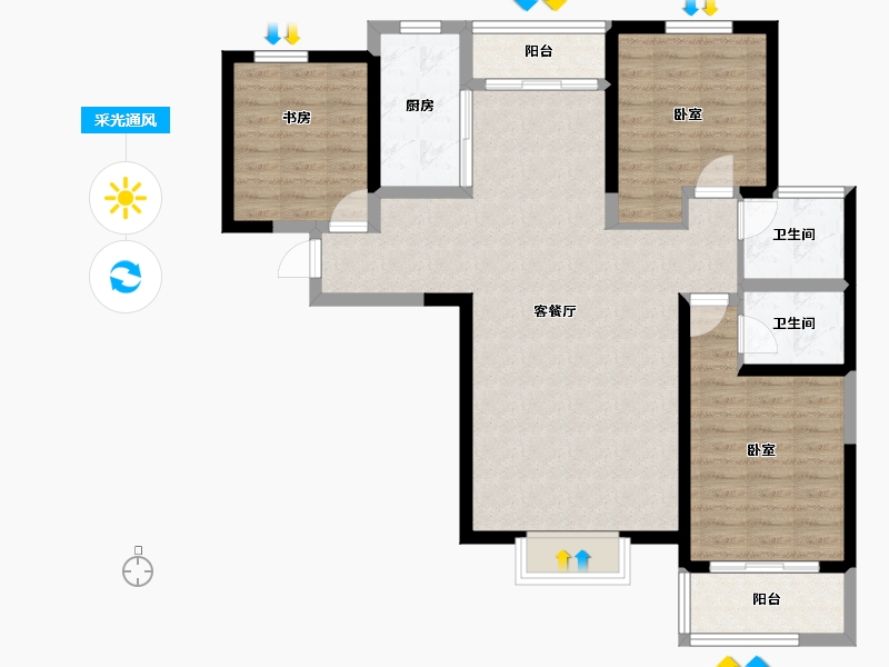 河北省-邯郸市-北湖十六峯-95.92-户型库-采光通风