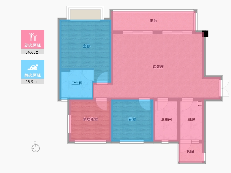 四川省-绵阳市-锦云澜-84.60-户型库-动静分区