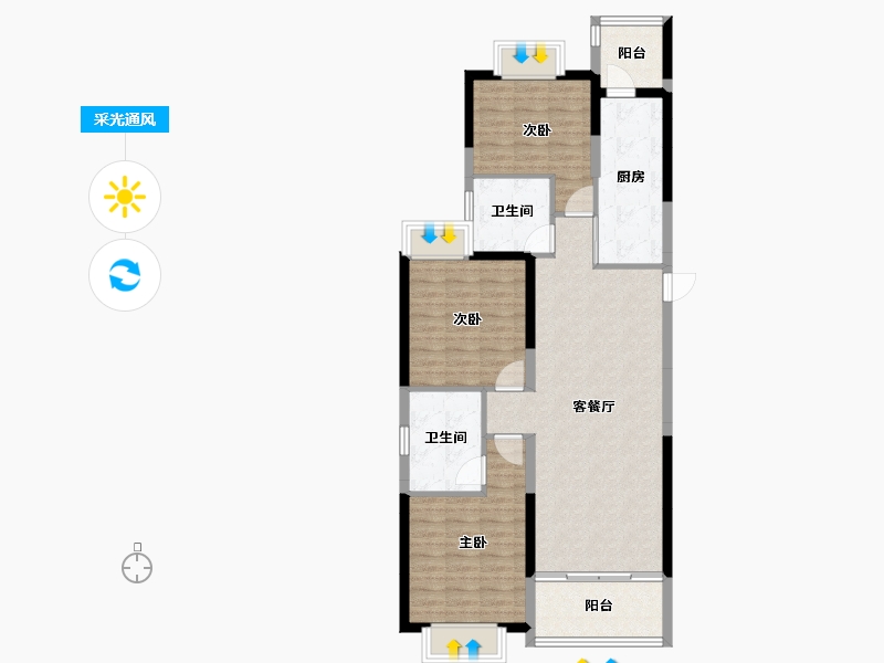 湖北省-十堰市-十堰恒大城·雲境-96.43-户型库-采光通风