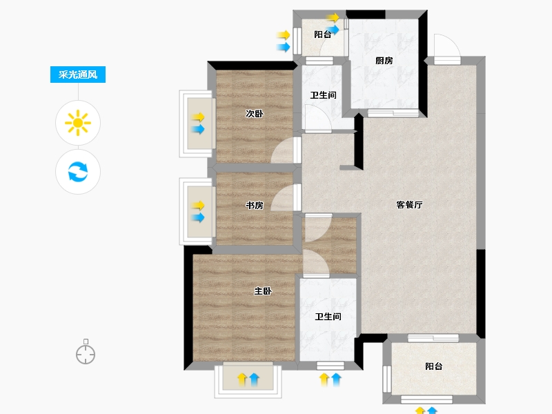 四川省-成都市-美的新城公园天下-95.00-户型库-采光通风