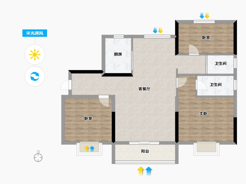 山东省-泰安市-碧桂园·时代澜湾-98.40-户型库-采光通风