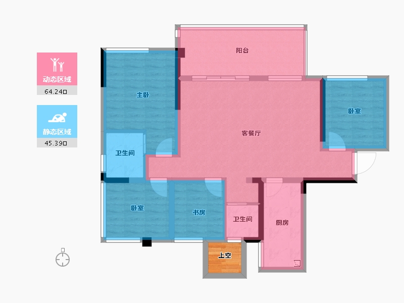 四川省-绵阳市-树高翡丽花园城-99.80-户型库-动静分区