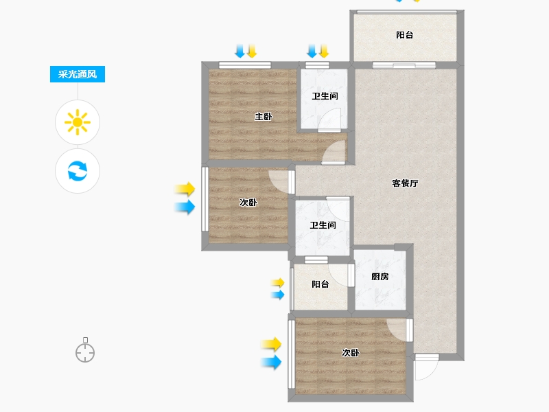 四川省-南充市-满投御江云邸-76.12-户型库-采光通风