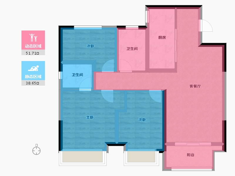 河北省-张家口市-京科·北平苑-80.00-户型库-动静分区