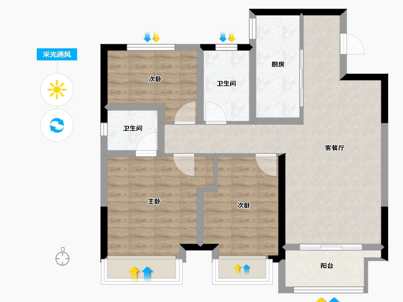 河北省-张家口市-京科·北平苑-80.00-户型库-采光通风