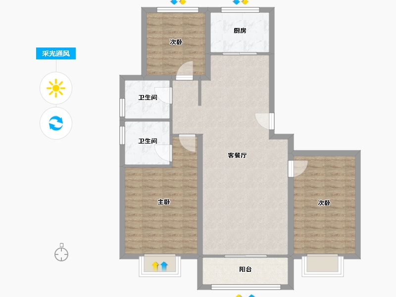 河北省-唐山市-万润首府-94.87-户型库-采光通风