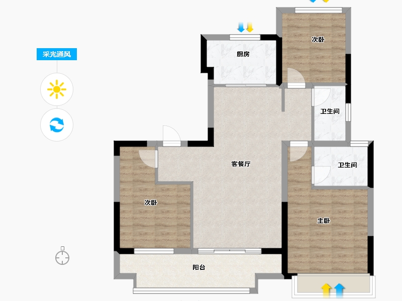 河南省-商丘市-光和四季-90.45-户型库-采光通风