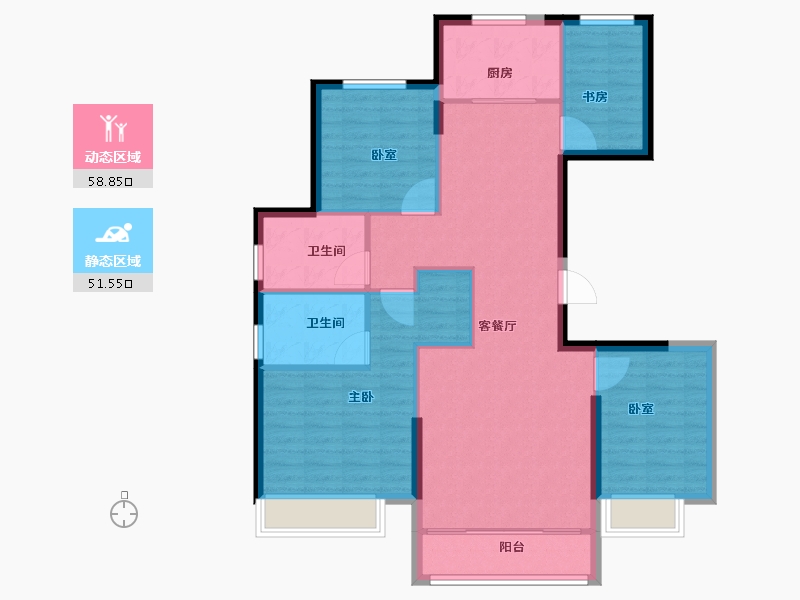 河北省-张家口市-京科·北平苑-100.00-户型库-动静分区