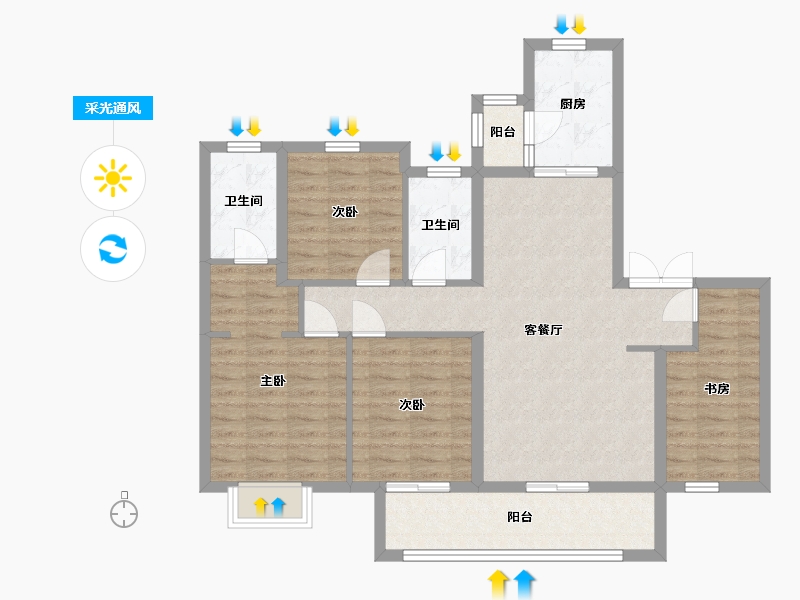 四川省-成都市-美的新城公园天下-126.17-户型库-采光通风