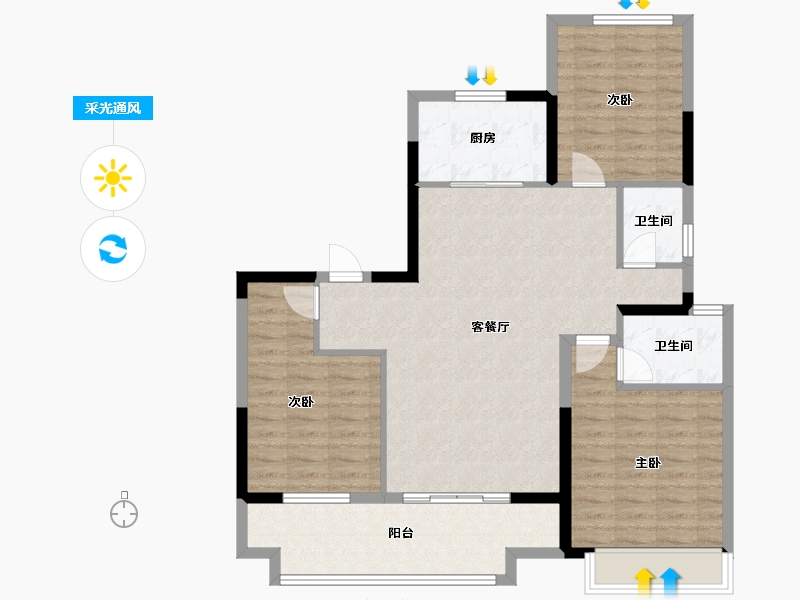 河南省-商丘市-光和四季-101.63-户型库-采光通风