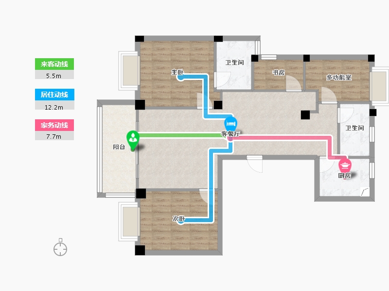 浙江省-宁波市-世纪花园-106.00-户型库-动静线