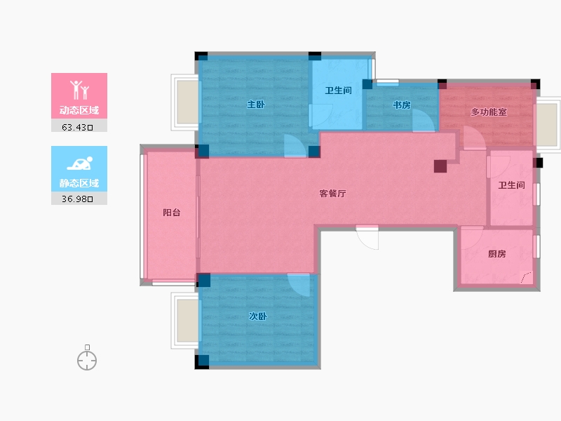 浙江省-宁波市-世纪花园-106.00-户型库-动静分区