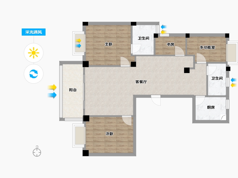 浙江省-宁波市-世纪花园-106.00-户型库-采光通风