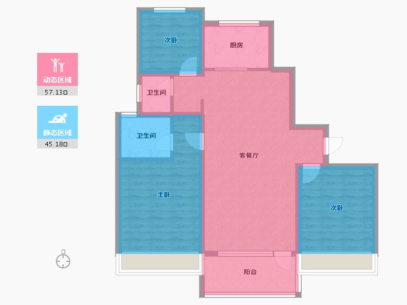 山东省-济宁市-九巨龙龙城公馆-91.39-户型库-动静分区