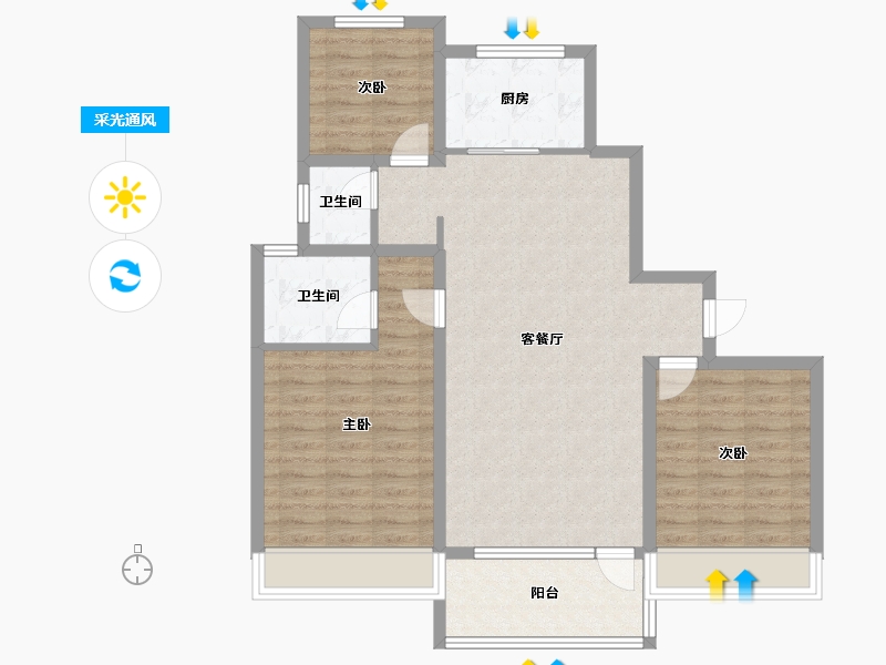 山东省-济宁市-九巨龙龙城公馆-91.39-户型库-采光通风