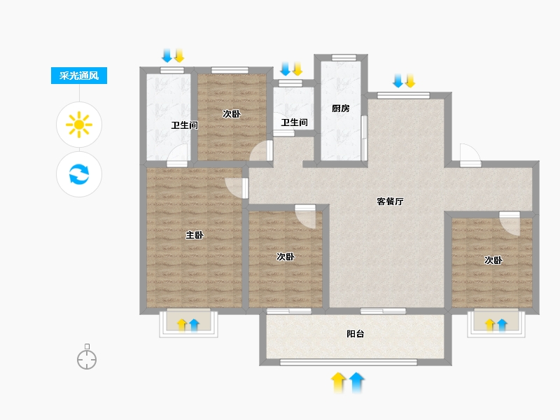 甘肃省-天水市-恒顺阳光城·翡丽湾-115.35-户型库-采光通风