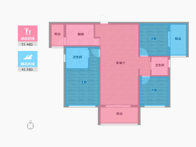 四川省-南充市-满投御江云邸-87.80-户型库-动静分区