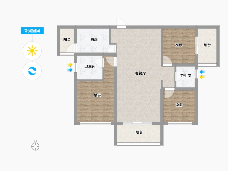 四川省-南充市-满投御江云邸-87.80-户型库-采光通风