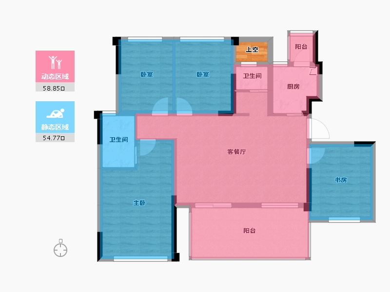 四川省-绵阳市-树高翡丽花园城-103.44-户型库-动静分区