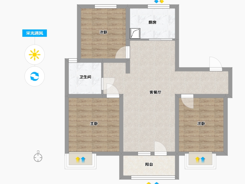 山东省-济南市-中海九樾府-90.00-户型库-采光通风