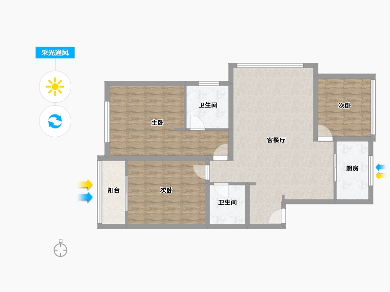 浙江省-金华市-天山龙城-B区-95.00-户型库-采光通风