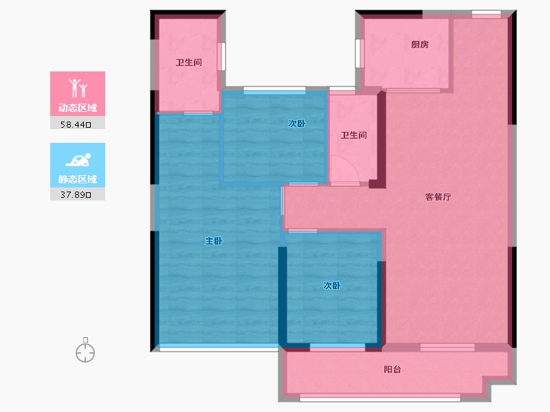 湖南省-衡阳市-碧桂园酃湖世家-86.40-户型库-动静分区