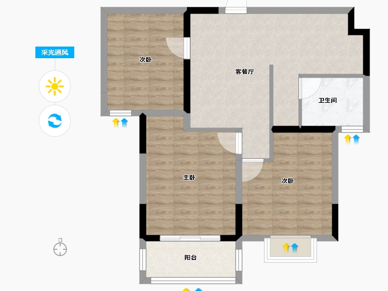 辽宁省-阜新市-润宏安滨海名都-76.00-户型库-采光通风