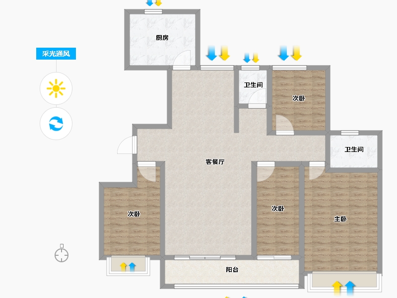 山东省-东营市-贵和府-128.01-户型库-采光通风