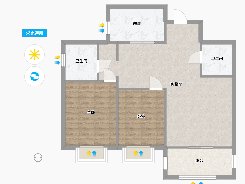 河北省-廊坊市-和平丽景-90.00-户型库-采光通风