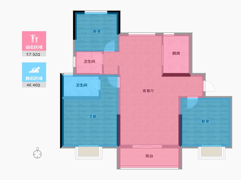 山东省-泰安市-碧桂园·时代澜湾-93.60-户型库-动静分区