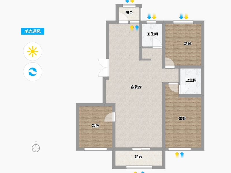 黑龙江省-齐齐哈尔市-中冶滨江半岛-92.58-户型库-采光通风