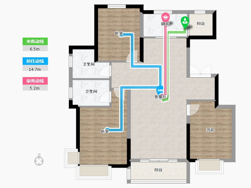 内蒙古自治区-鄂尔多斯市-泰发祥玖悦府-98.91-户型库-动静线