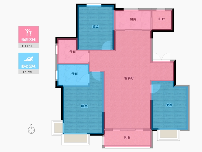 内蒙古自治区-鄂尔多斯市-泰发祥玖悦府-98.91-户型库-动静分区