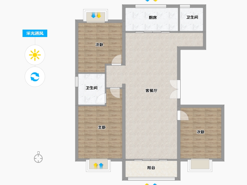 河北省-唐山市-万润首府-113.84-户型库-采光通风