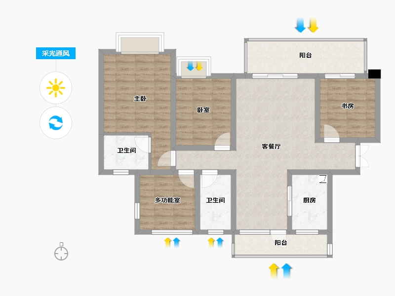 四川省-绵阳市-锦云澜-101.25-户型库-采光通风