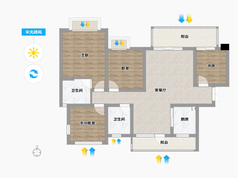 四川省-绵阳市-锦云澜-92.22-户型库-采光通风