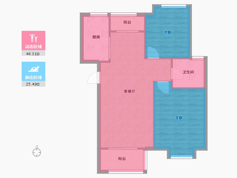 上海-上海市-外冈景苑-70.00-户型库-动静分区