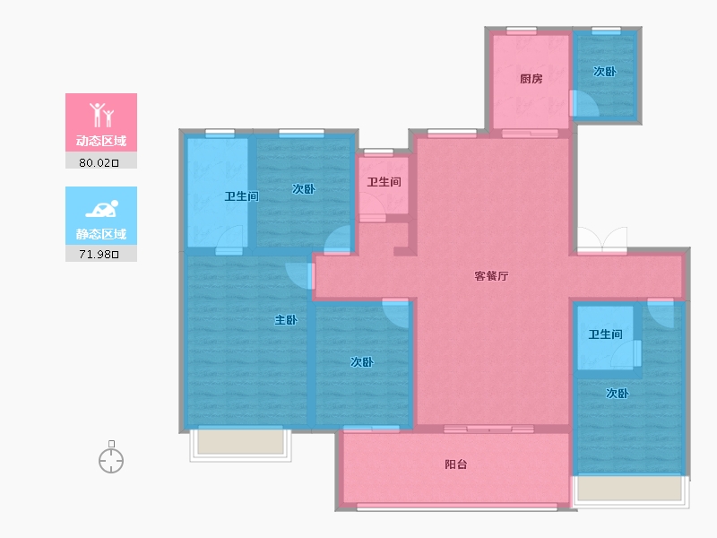 甘肃省-天水市-恒顺阳光城·翡丽湾-135.56-户型库-动静分区