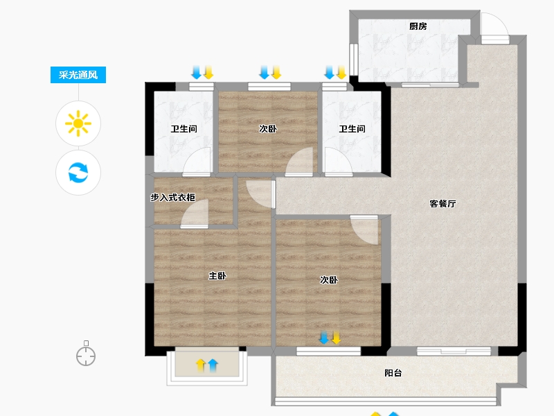 福建省-宁德市-交投天行万安-86.49-户型库-采光通风