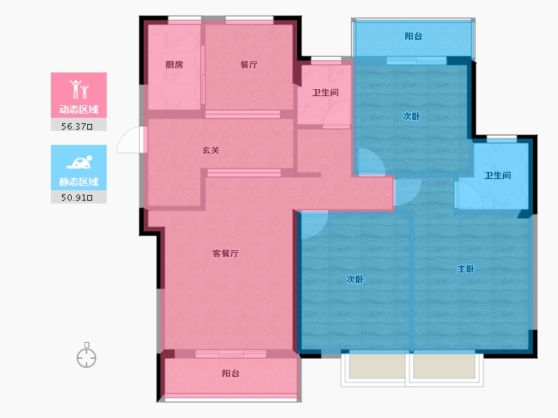 福建省-宁德市-交投天行万安-96.86-户型库-动静分区