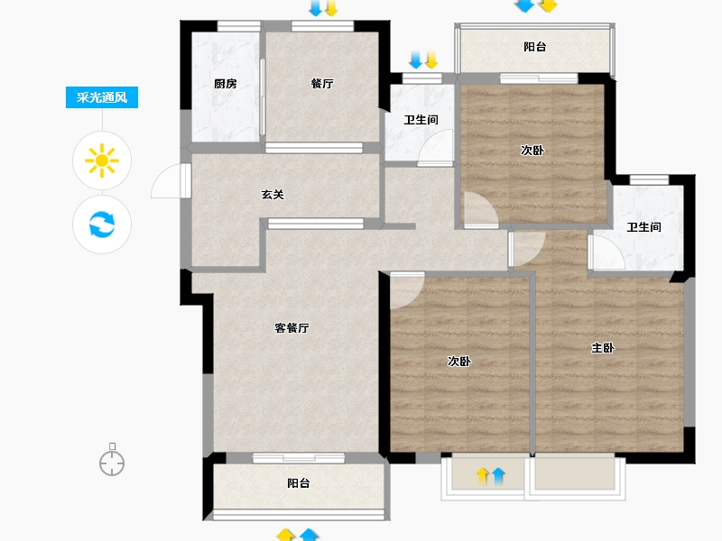 福建省-宁德市-交投天行万安-96.86-户型库-采光通风