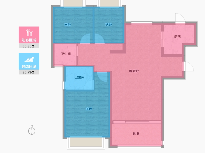 湖北省-十堰市-十堰恒大城·雲境-82.03-户型库-动静分区