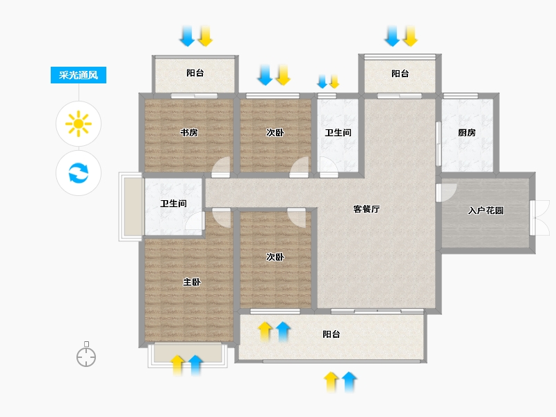 四川省-南充市-满投御江云邸-151.36-户型库-采光通风